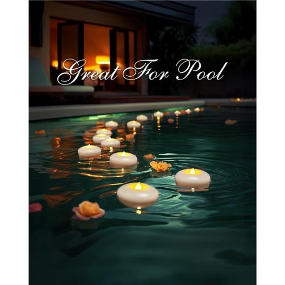 48 Pack 3” Flameless Led Floating Candles, 200 Hour White Battery Waterproof - Picture 6 of 7